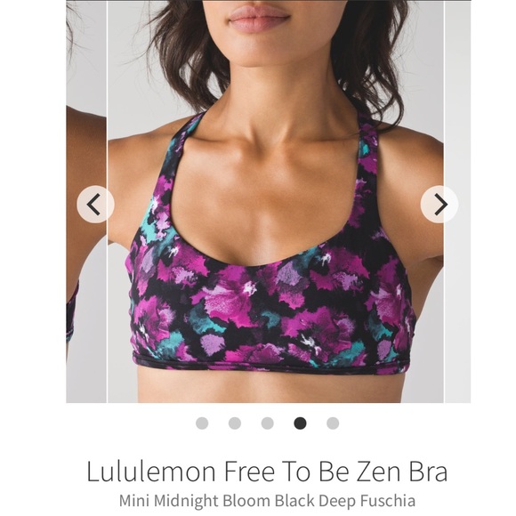 Lululemon 8 Free To Be Zen Bra Strappy Web Back Straps Multi Color Floral Purple - Picture 15 of 15